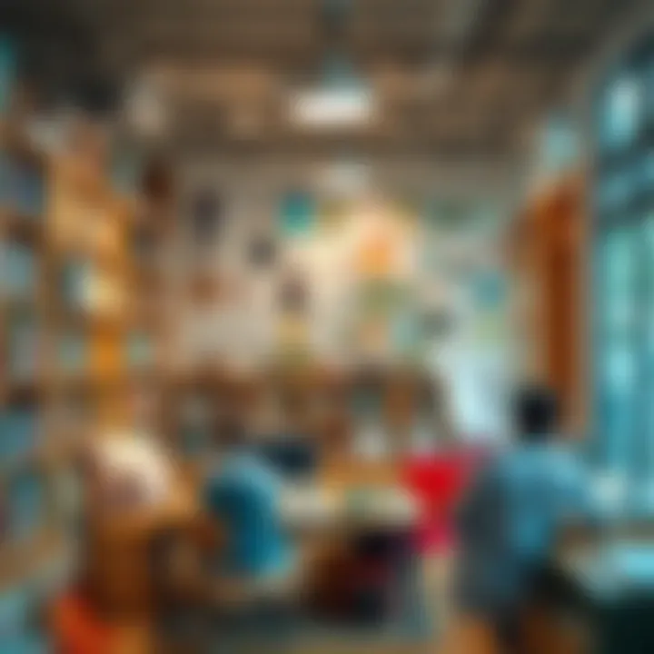 A visually stimulating language learning environment filled with resources.