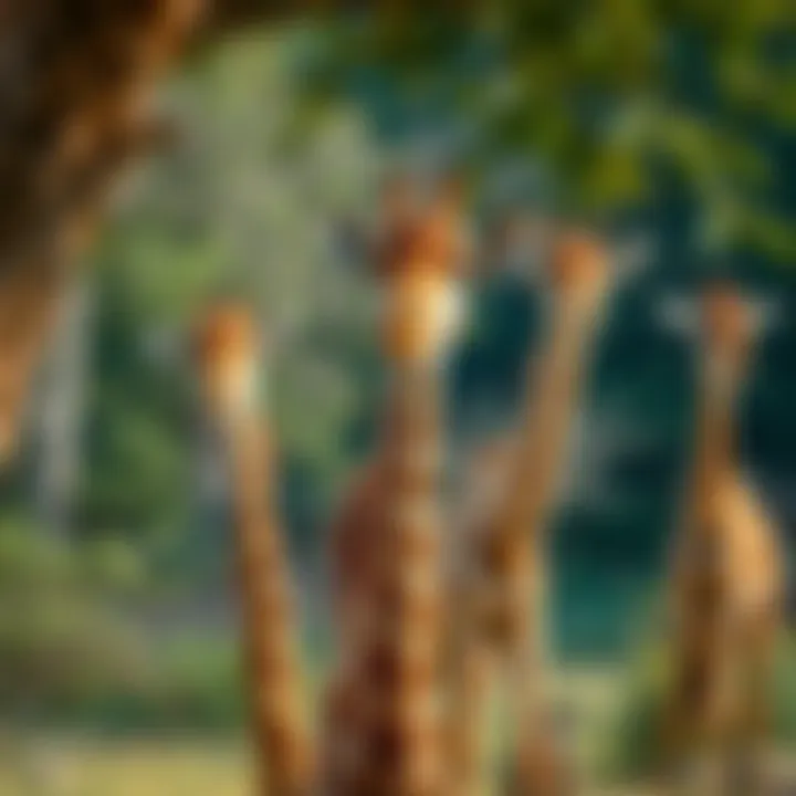 Giraffes communicating in the wild