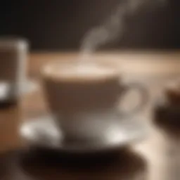 A serene coffee cup with light steam rising, symbolizing gentle enjoyment for sensitive stomachs