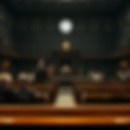 A courtroom illustration depicting the Scopes Trial proceedings