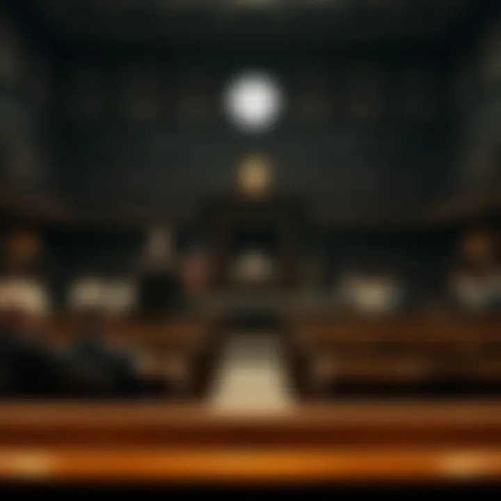 Courtroom Dynamics of the Scopes Trial A courtroom illustration depicting the Scopes Trial proceedings