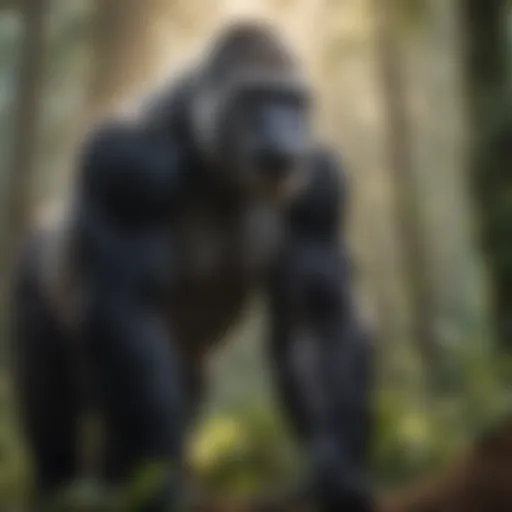 A majestic silverback gorilla in its natural habitat