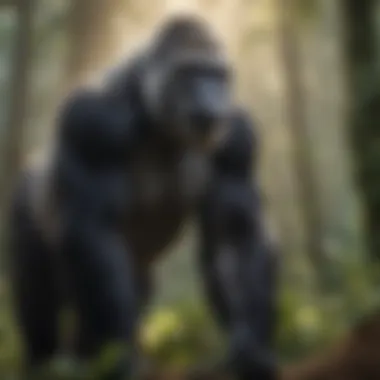 Silverback Gorilla in Its Natural Environment A majestic silverback gorilla in its natural habitat