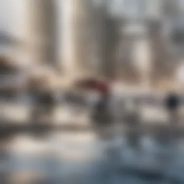 Urban Mobility and Environmental Impact City skyline with electric cars on the road