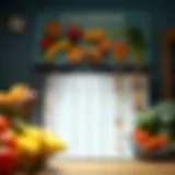 Caloric intake chart showcasing various food items and their respective calorie counts