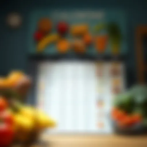 Caloric intake chart showcasing various food items and their respective calorie counts