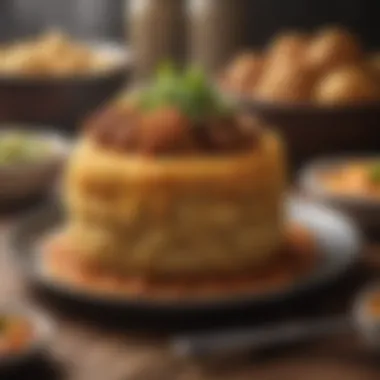Traditional Mofongo: A Cultural Staple A vibrant display of traditional Puerto Rican mofongo with garlic sauce and pork.
