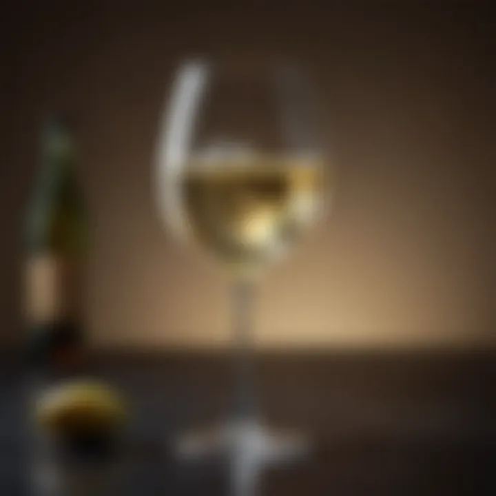 A glass of high-alcohol Chardonnay reflecting light