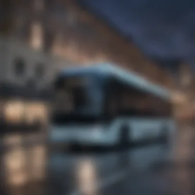 Futuristic Electric Bus in Urban Environment A futuristic electric bus on an urban street
