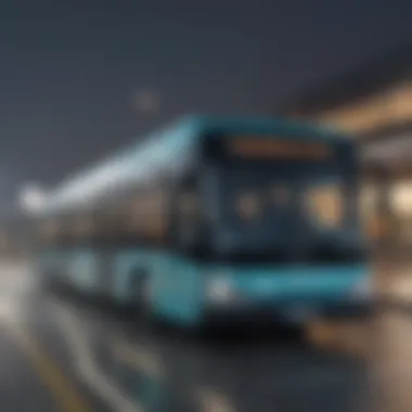 Electric Buses at a Transit Hub Group of electric buses at a transit hub