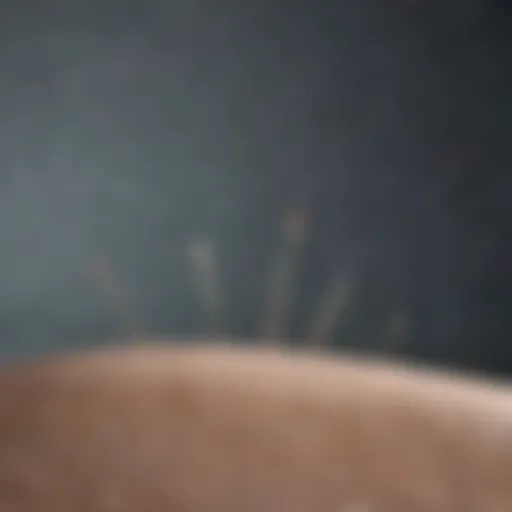 Acupuncture needles arranged on a serene background