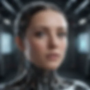 Artificial Intelligence in Data Processing A futuristic depiction of artificial intelligence algorithms processing data.