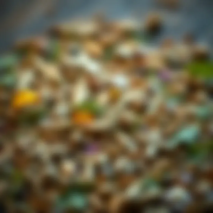 An assortment of dried herbal leaves and flowers known for their calming properties