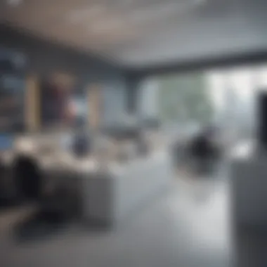 Modern Workplace with Computer Telephony Solutions A futuristic office environment showcasing the use of computer telephony systems