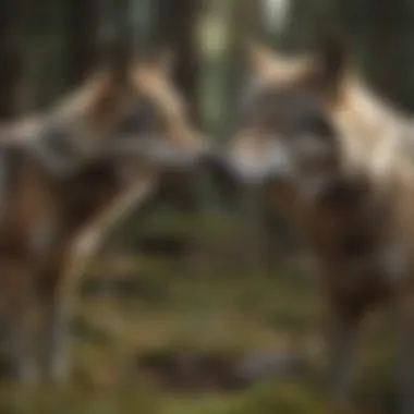 Wolves and Dogs: A Comparative Study Contrasting a wolf beside a domesticated dog