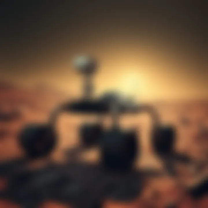 Robotic Rover on Martian Terrain An advanced robotic rover exploring Martian terrain