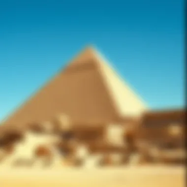 The Magnificence of the Great Pyramid The Great Pyramid of Giza towering against a clear blue sky