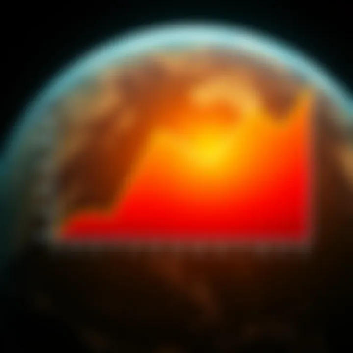 Rising Global Temperatures Graph depicting rising global temperatures over decades