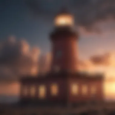 Historical Context of Lighthouse Depots A historical lighthouse with a vibrant sky