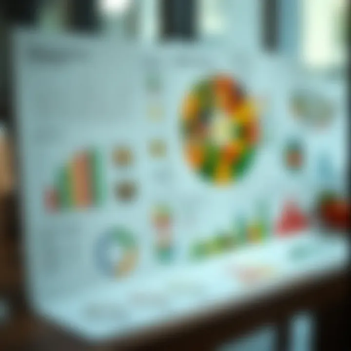 A series of charts and graphs depicting the benefits of various diets, showcasing scientific findings in nutrition.