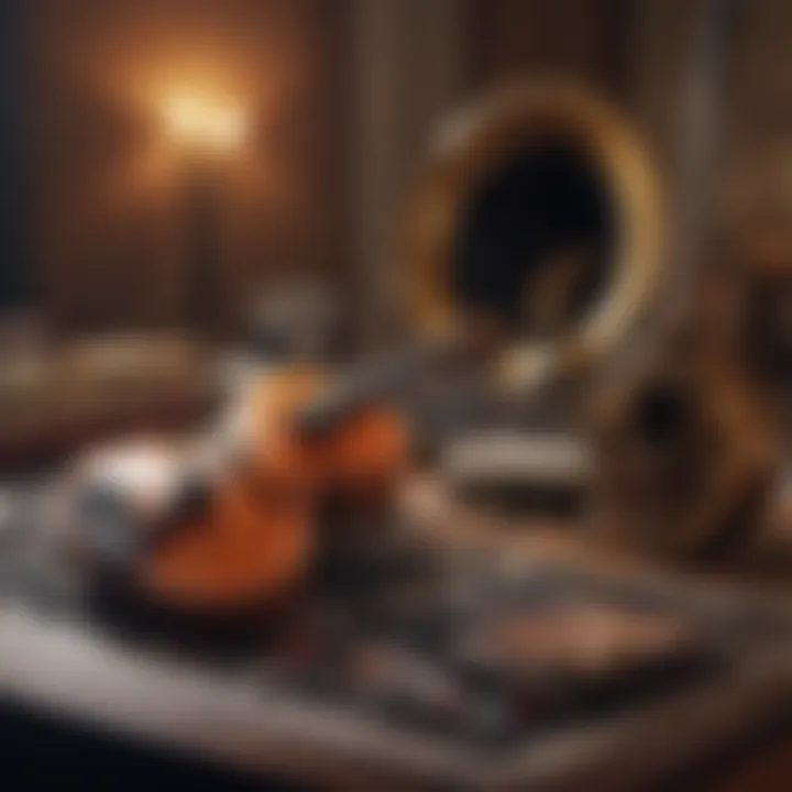 A vibrant musical landscape with diverse instruments symbolizing cultural influences in music.