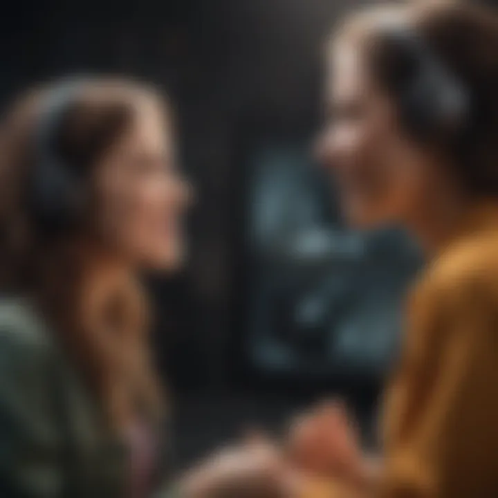 Two individuals sharing a moment of joy through music, illustrating social bonding and shared experiences.