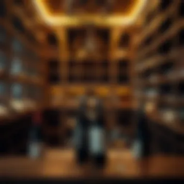 An elegant wine cellar showcasing a diverse selection of bottles