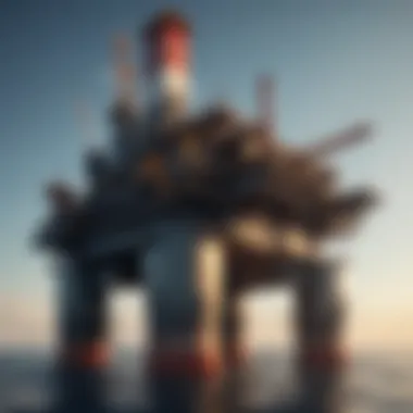 Transitioning from Oil to Renewable Sources A conceptual illustration of a traditional oil rig transitioning to a hybrid energy model.