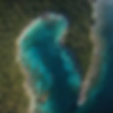 Aerial Perspective of the Coral Wonderland A stunning aerial view of the Great Barrier Reef showcasing its vibrant coral formations and blue waters.