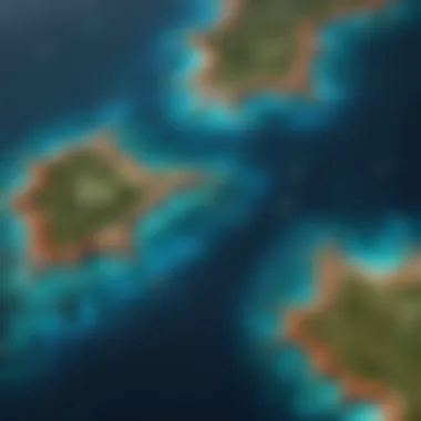 Geographical Extent of a Natural Marvel A map illustrating the geographical features and extent of the Great Barrier Reef.