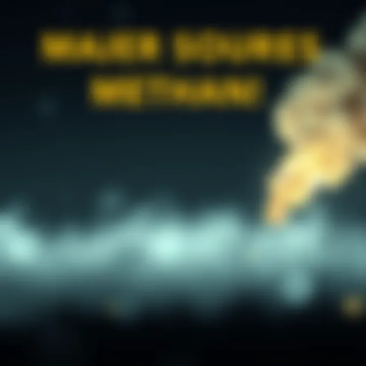 Major Sources of Methane Emissions Visual representation of methane sources including agriculture and landfills