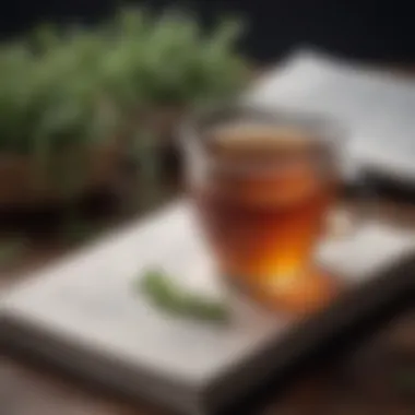 An image of a cup of herbal tea next to a relaxation book, suggesting natural remedies for insomnia.