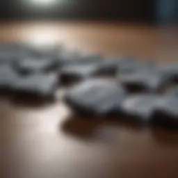 Close-up of iron tablets with a soft focus background