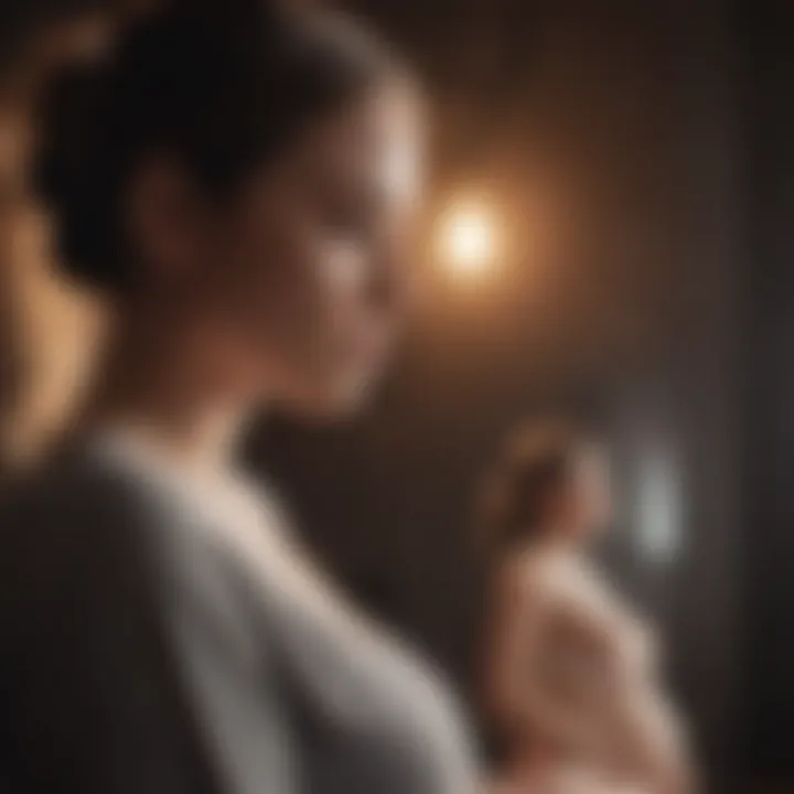 A thoughtful individual reflecting on their pregnancy experience