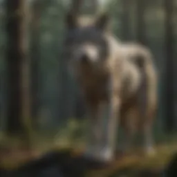 A majestic wolf in its natural habitat, showcasing its strength and grace.