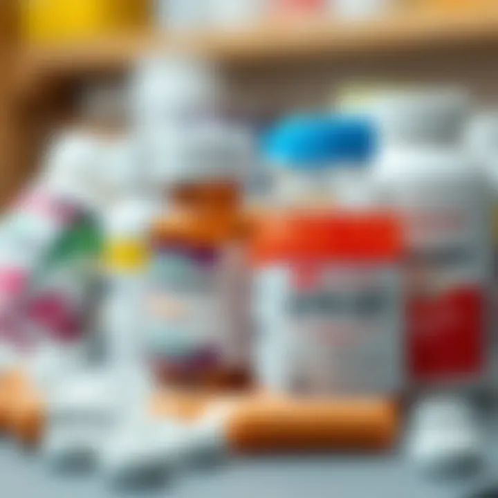 An array of over-the-counter medications for headache management