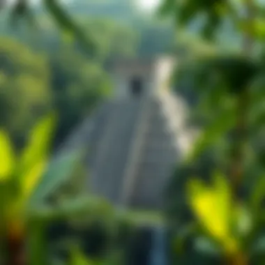 Ancient Maya temple surrounded by lush jungle
