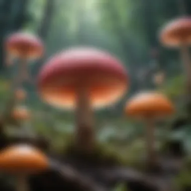 Bioactive Compounds and Cancer Interaction Illustration depicting the bioactive compounds found in mushrooms and their effects on cancer cells.