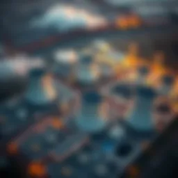 Aerial view of a nuclear power plant showcasing cooling towers