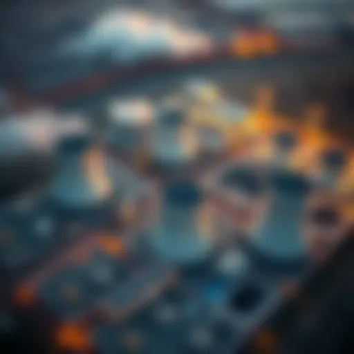 Aerial view of a nuclear power plant showcasing cooling towers