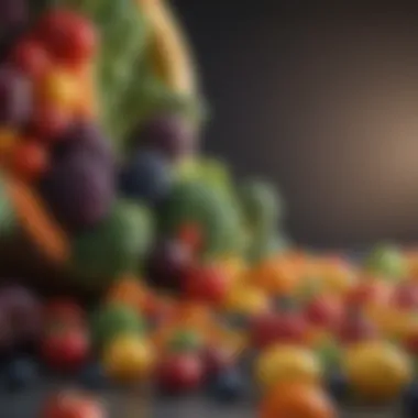 Vitamins from Fruits and Vegetables for Bone Support Colorful fruits and vegetables that provide essential vitamins