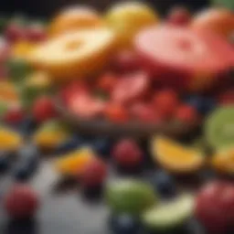 Colorful array of fruits rich in vitamins