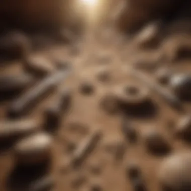 Uncovering Ancient Artifacts Excavation site with artifacts showcasing ancient tools