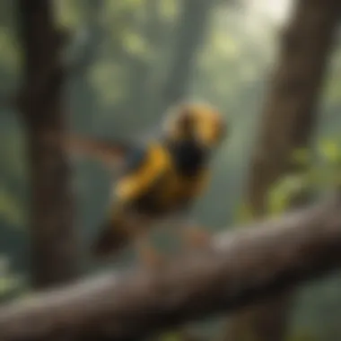 A bird perched on a branch, surveying its surroundings.