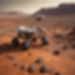 An artist's rendering of a Mars rover on the red planet's surface