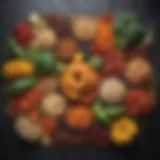 Illustration of diverse healthy foods promoting gut health