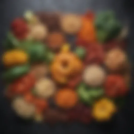 Illustration of diverse healthy foods promoting gut health