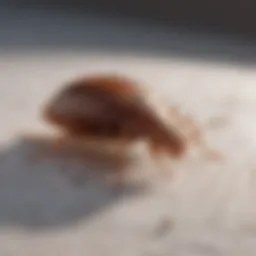 Close-up of bed bug identification on a mattress