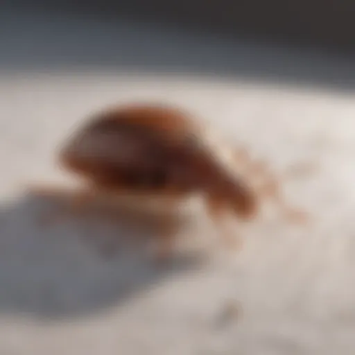 Close-up of bed bug identification on a mattress