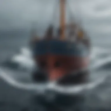 Navigating Safely: Protecting Blue Whales A ship navigating through waters known for blue whale presence.